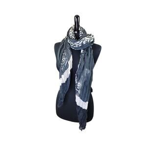 Charming Charlie Wrap Shawl Wide Scarf Gray White Abstract Lightweight